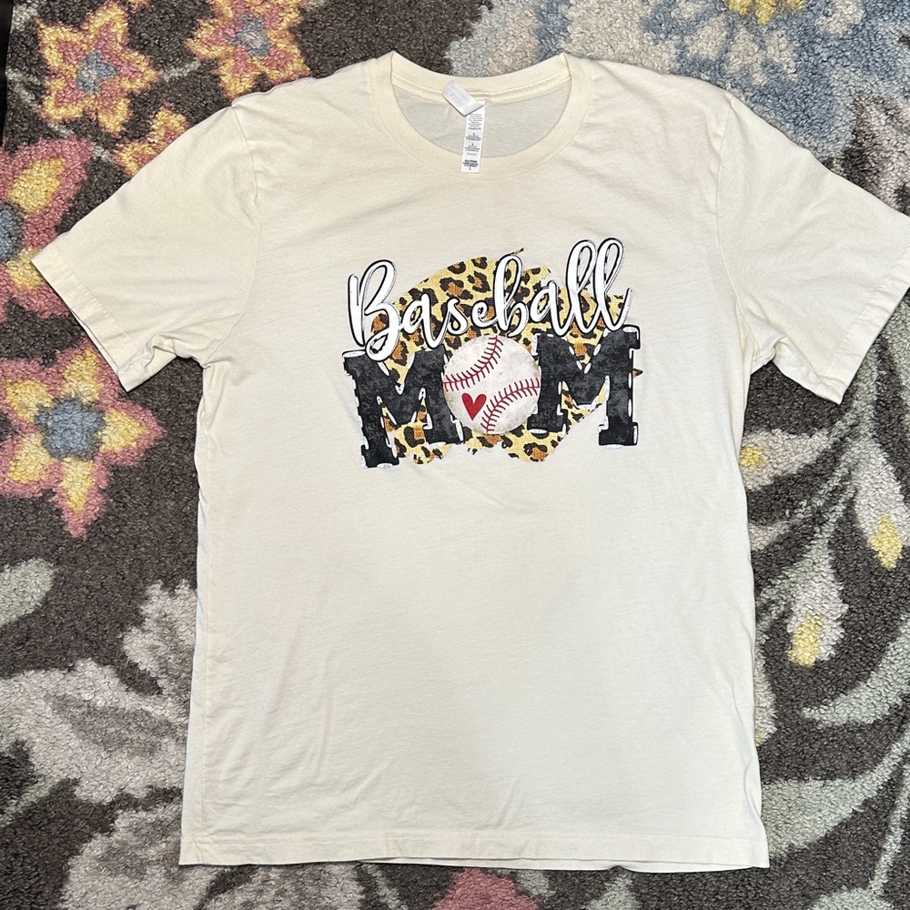 Bella Canvas Cream Baseball Mom Graphic Tee